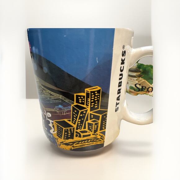 Starbucks 2012 Set Of 2 - Seoul Day & Night Korea Coffee Cup Mug 16 oz - Picture 2 of 7